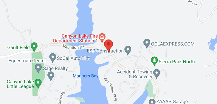 map of 22570 Bass Canyon Lake, CA 92587
